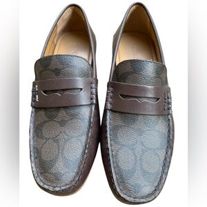 NEW COACH Size 7 Men's Shoes Loafer Brown Leather MOTT DRIVER Khaki SIG